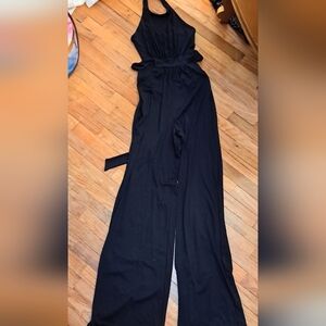 Susan Monaco Elegant Black Halter Jumpsuit
